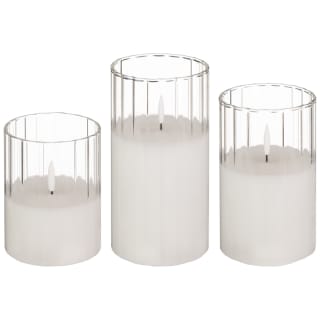 LED Candles in Ribbed Glass 3pk