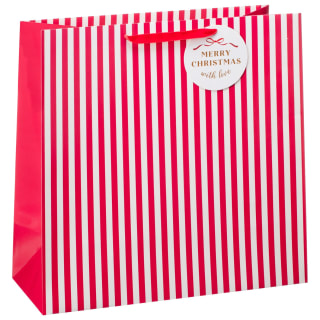 Red & White Stripe Wide Christmas Gift Bag