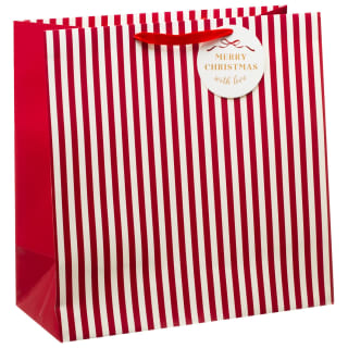 Wide Base Christmas Gift Bag - Stripes