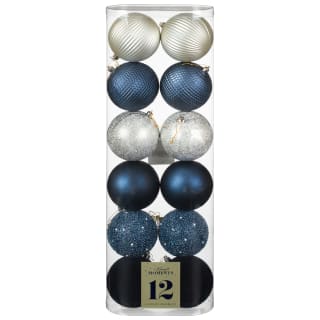Merry Moments Luxury Baubles 12pk - Blue