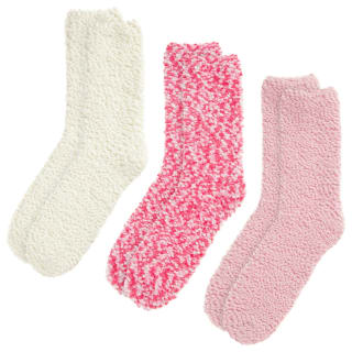 Ladies Popcorn Socks 3pk - Pink