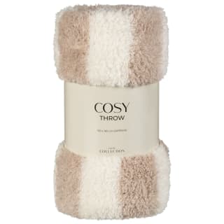 Home Collection Cosy Striped Throw - Mink