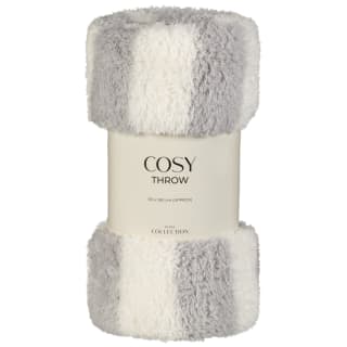 Home Collection Cosy Striped Throw - Grey