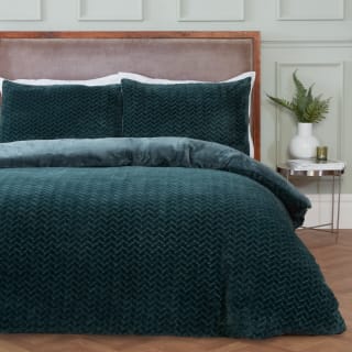 Jacquard Flannel Green Duvet Set - Double