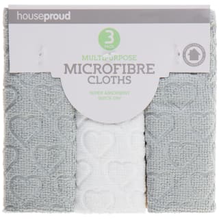 House Proud Multipurpose Microfibre Cloths 3pk - Grey