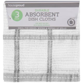 House Proud Durable Absorbent Dish Cloths 3pk - Grey