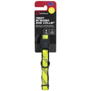 Barkhaus Neon Braided Reflective Dog Collar - Small