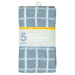 Check Tea Towels 5pk - Blue