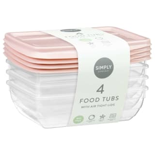 Large Food Tubs with Airtight Lids 4pk - Pink