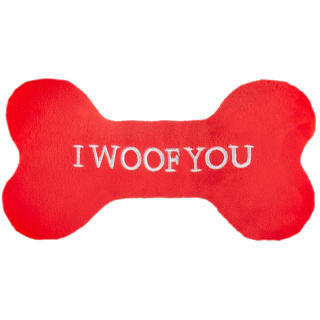 Valentine's Day Bone Plush Dog Toy - I Woof You
