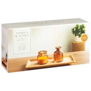 Vanilla & Tonka Candle & Diffuser Set - Amber Glass
