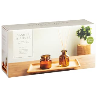 Vanilla & Tonka Candle & Diffuser Set - Green Glass
