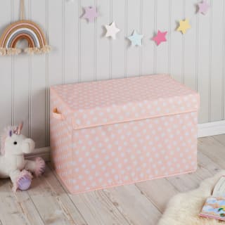 Large Kids Storage Box With Lid - Pink Stars