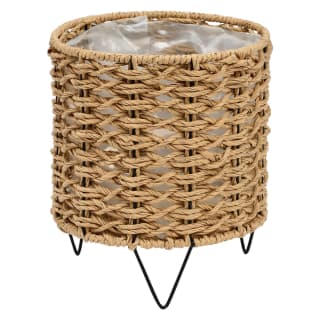 Natural Woven Planter with Metal Legs