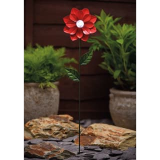 Metal Flower Solar Stake - Red
