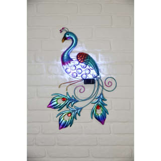 Solar Powered Peacock Wall Art - Cool White