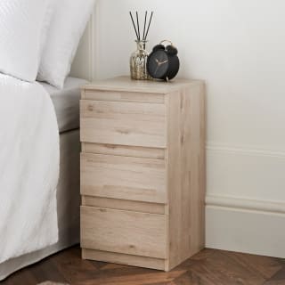 Sienna 3 Drawer Oak Bedside Table