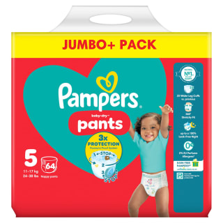 Pampers Baby-Dry Nappy Pants Jumbo 64pk - Size 5