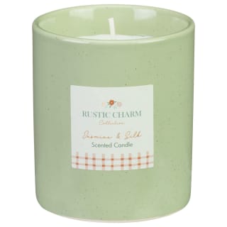 Rustic Charm Ceramic Scented Candle - Jasmine & Silk