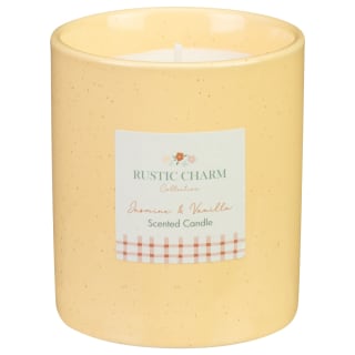 Rustic Charm Ceramic Scented Candle - Jasmine & Vanilla