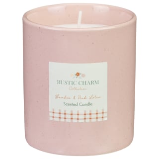 Rustic Charm Ceramic Scented Candle - Bamboo & Pink Lotus