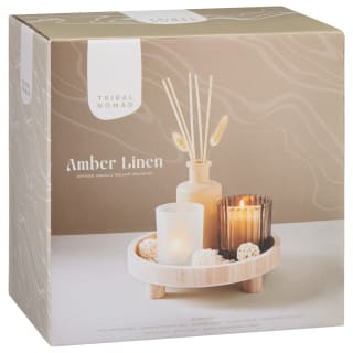 Diffuser & Candle Set With Footed Wooden Tray