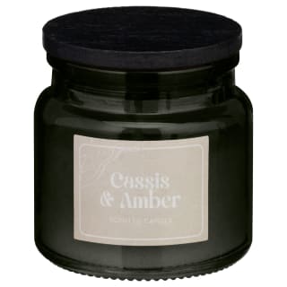 Small Glass Candle With Wooden Lid - Cassis & Amber