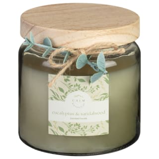 Eucalyptus Candle WIth Wooden Lid & Eucalyptus Charm - Green
