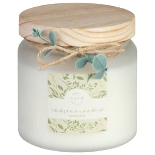 Eucalyptus Candle WIth Wooden Lid & Eucalyptus Charm - White