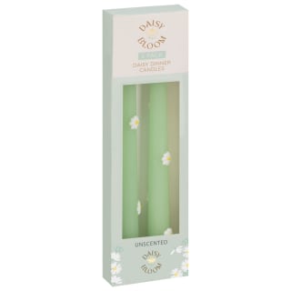 3D Daisy Dinner Candles 2pk - Green