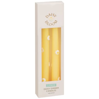 3D Daisy Dinner Candles 2pk - Yellow