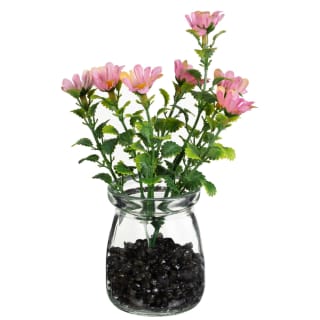Foliage In Small Glass Jar - Pink