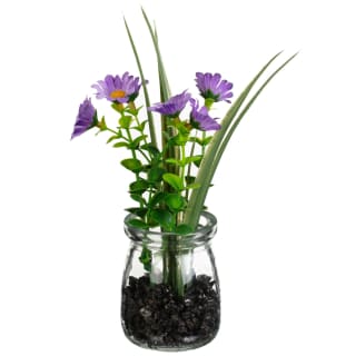 Foliage In Small Glass Jar - Purple