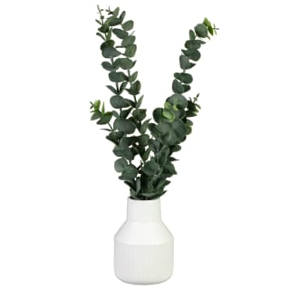 Small Ribbed Ceramic Vase with Eucalyptus
