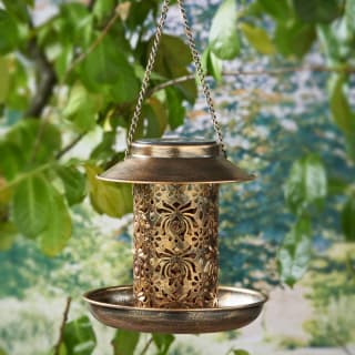 Solar Light Bird Feeder - Gold