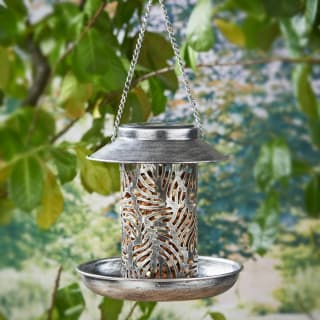 Solar Light Bird Feeder - Silver