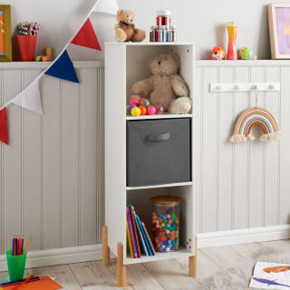 Kids Home Tall 3 Cube 1 Basket - White