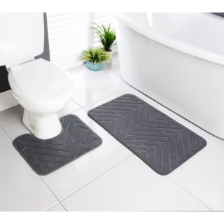 Chevron Bath Mat Set - Charcoal