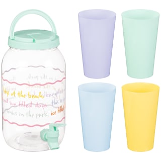 Drinks Dispenser & Cup Set 5pc - Green