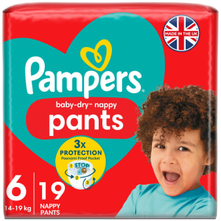 Pampers Baby-Dry Nappy Pants 19pk - Size 6
