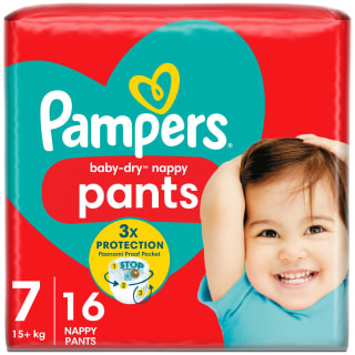 Pampers Baby-Dry Nappy Pants 16pk - Size 7