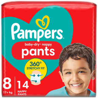 Pampers Baby-Dry Nappy Pants 14pk - Size 8