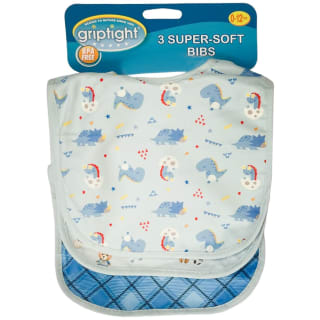 Griptight Super Soft Bibs 3pk - Blue
