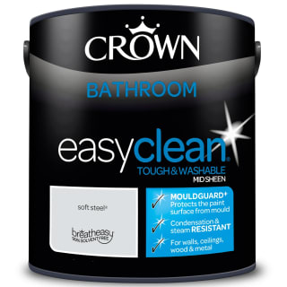 Crown Easyclean Bathroom Mid Sheen Emulsion 2.5L - Soft Steel