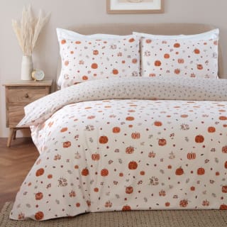 Harvest Pumpkin Print Brushed Cotton Duvet Set - Double