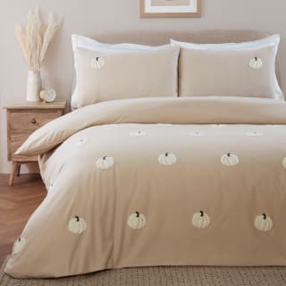 Pumpkin Boucle Embroidered Brushed Cotton Duvet Set - Double