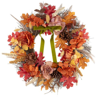 Pinecone & Flowers Harvest Wreath with Bow