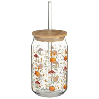 Harvest Glass Soda Cup with Bamboo Lid