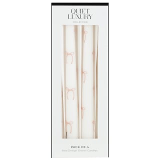 Quiet Luxury Decal Bow Dinner Candles 4pk - Pink