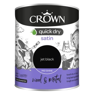 Crown Quick Dry Satin Paint 750ml - Jet Black